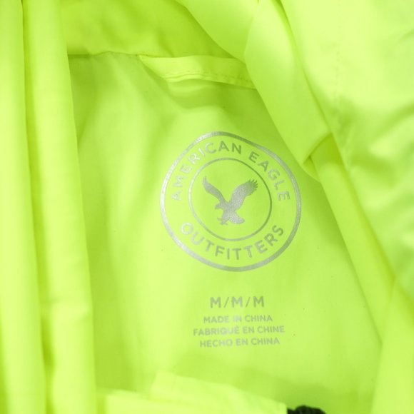 American Eagle Jacket Men's Medium Green Gray Windbreaker Hooded Full Zip - Picture 3 of 9